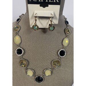 Napier gold tone necklace and earrings . Beautiful colors!